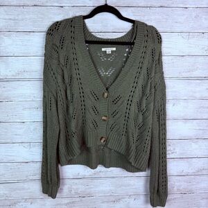 American Eagle V Neck Cardigan Green Size Large
